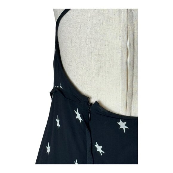 Re/Done Dress Women Large Black Silk Star Print Criss Cross Back The‎ 80s Mini - Picture 8 of 12